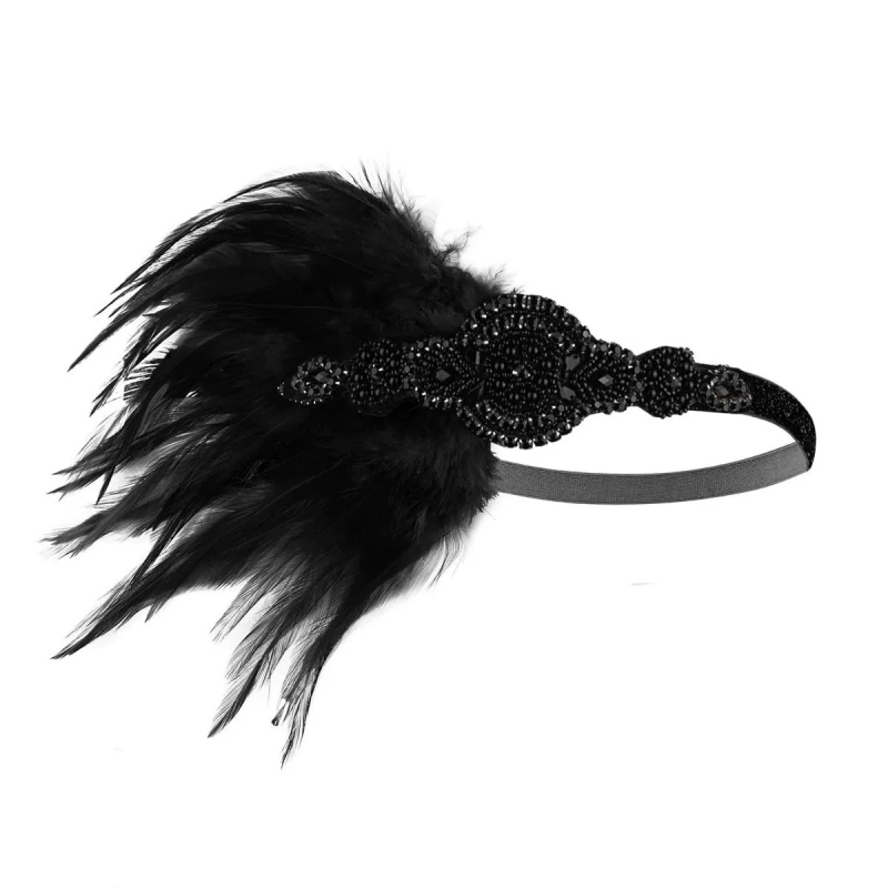 Κορδέλα για το κεφάλι με φτερά (Βιντάζ; Φτερά; Καρό; Ym1001)