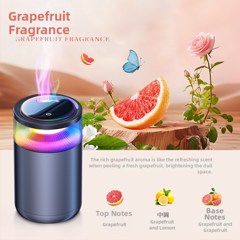 Automobilski aromaterapijski difuzor – metalni držač, Freesia miris, isparavanje 31–60 dana, 8 načina osvjetljenja, rok trajanja 1 godina