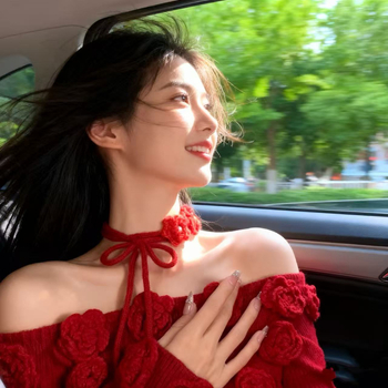 Colier cu design în formă de floare, pandantiv din material textil, lanț clavicular — Iarnă 2025