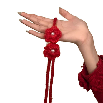 Colier cu design în formă de floare, pandantiv din material textil, lanț clavicular — Iarnă 2025