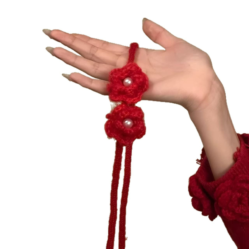 Colier cu design în formă de floare, pandantiv din material textil, lanț clavicular — Iarnă 2025