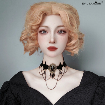 Choker ogrlica - punk stil, Evil Lamour JL-132-1; miješani materijal; ručna izrada; lanac ključne kosti; privjesak od legure