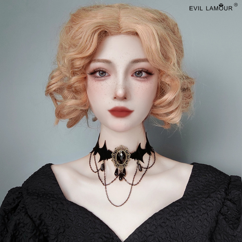 Choker ogrlica - punk stil, Evil Lamour JL-132-1; miješani materijal; ručna izrada; lanac ključne kosti; privjesak od legure