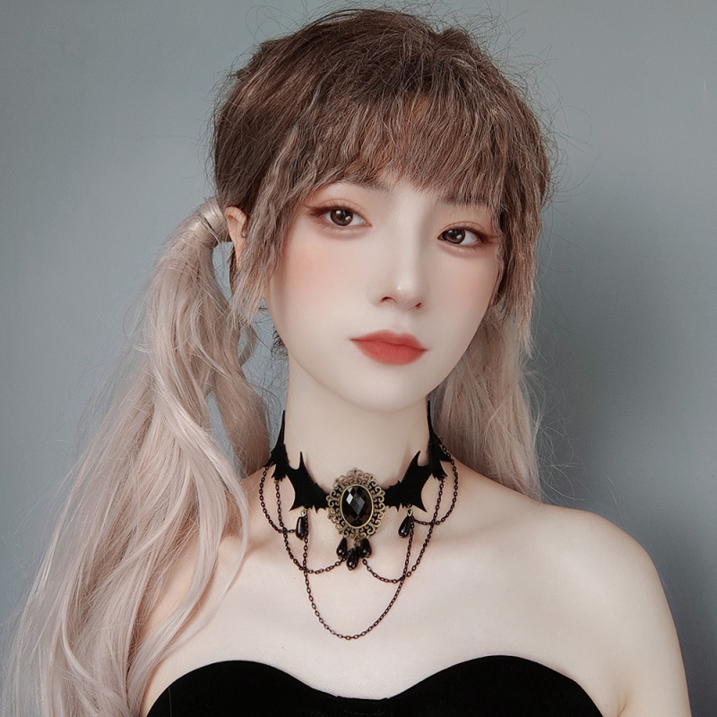 Choker ogrlica - punk stil, Evil Lamour JL-132-1; miješani materijal; ručna izrada; lanac ključne kosti; privjesak od legure