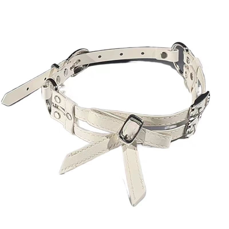 Dvostruko slojeviti umjetni choker s mašnicom, XL1409, Bow & Dark Style, težina 22 g, višeslojni dizajn, opseg 31–40 cm