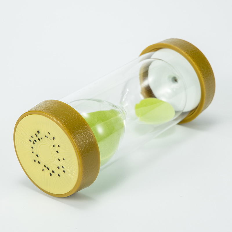 Детски пясъчен часовник с плодова тематика – ръчно изработен от пластмаса и стъкло, идиличен стил, обучаваща играчка за деца, 15-минутен таймер