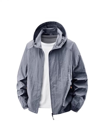 Ανδρικό πουκάμισο προστασίας από τον ήλιο με κουκούλα, υπερ-λεπτό, καλοκαίρι, με τσέπη φερμουάρ