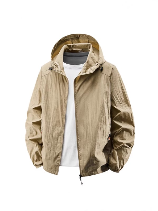 Ανδρικό πουκάμισο προστασίας από τον ήλιο με κουκούλα, υπερ-λεπτό, καλοκαίρι, με τσέπη φερμουάρ