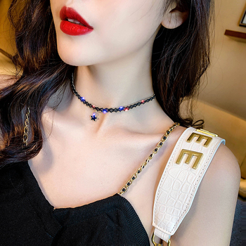 Colier din alloy cu pandantiv stea și finisaj cristal, pentru femei; Specificații: Material pandantiv – aliaj; Tratare – cristal; Stil lanț – alt; Stil – stea