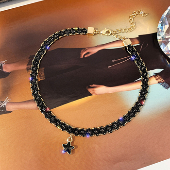 Colier din alloy cu pandantiv stea și finisaj cristal, pentru femei; Specificații: Material pandantiv – aliaj; Tratare – cristal; Stil lanț – alt; Stil – stea