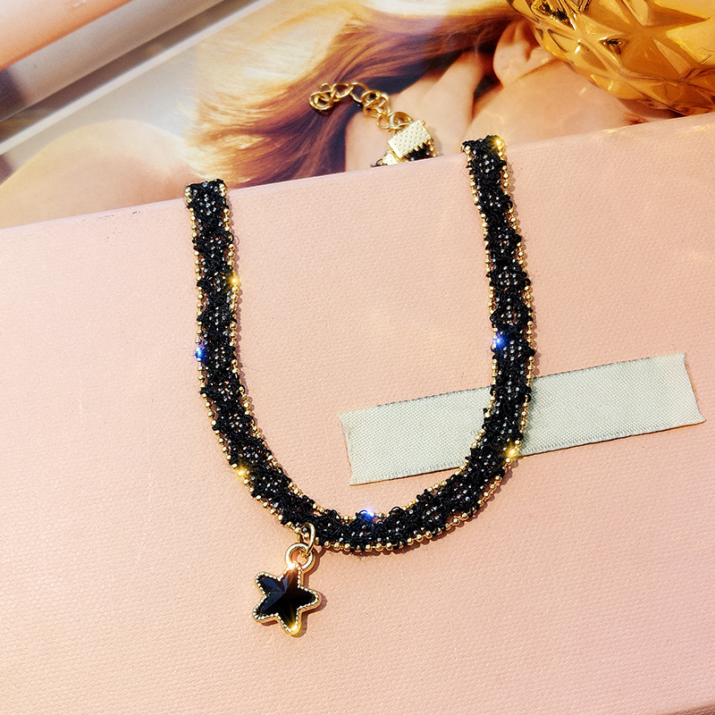 Colier din alloy cu pandantiv stea și finisaj cristal, pentru femei; Specificații: Material pandantiv – aliaj; Tratare – cristal; Stil lanț – alt; Stil – stea