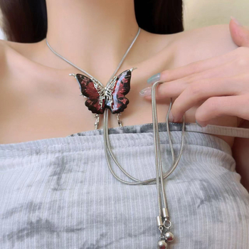 Ogrlica Flame Sea s lancem zmijske kosti i ugradnjom mješovitih poludragocjenih kamenja, duljina 61–70 cm