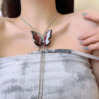 Ogrlica Flame Sea s lancem zmijske kosti i ugradnjom mješovitih poludragocjenih kamenja, duljina 61–70 cm