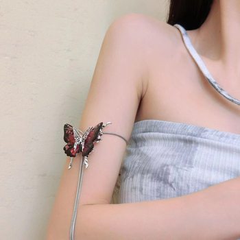 Ogrlica Flame Sea s lancem zmijske kosti i ugradnjom mješovitih poludragocjenih kamenja, duljina 61–70 cm