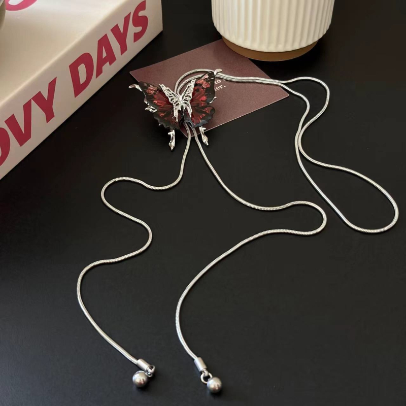 Ogrlica Flame Sea s lancem zmijske kosti i ugradnjom mješovitih poludragocjenih kamenja, duljina 61–70 cm