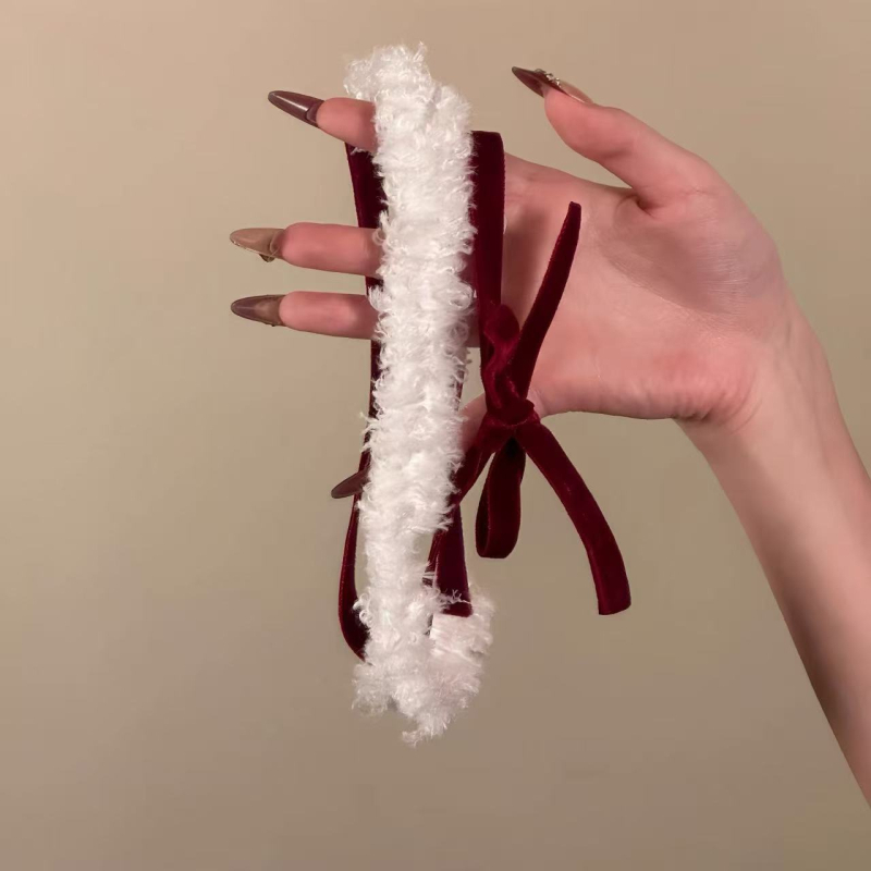 Colier choker din țesătură, formă de fundă, lucrat manual, lanț clavicular, pandantiv pluș