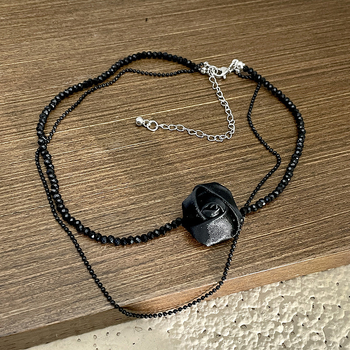 Colier cu cristal artificial, realizat manual, lanț în formă de val de apă, multistrat, Butterfly