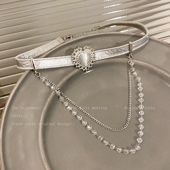 Choker ogrlica sa srcem od perlica, privjesak od zlitine, višeslojni lanac, za žene