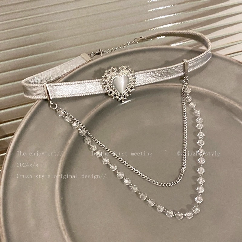 Choker ogrlica sa srcem od perlica, privjesak od zlitine, višeslojni lanac, za žene