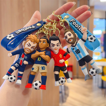 Futball kulcstartó – rajzfilm stílusú PVC medál, egyenként csomagolva