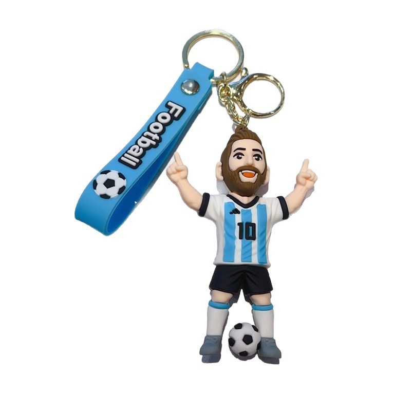 Futball kulcstartó – rajzfilm stílusú PVC medál, egyenként csomagolva