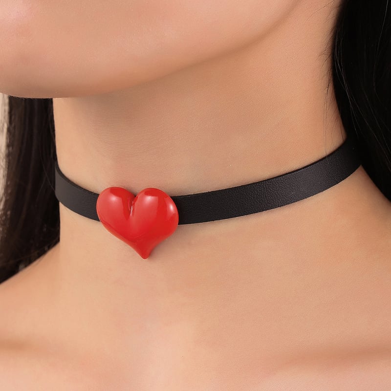 Дамски чокър със сърцевиден дизайн, пластмасов материал, женски стил, персонализиране по заявка, самостоятелно опаковано