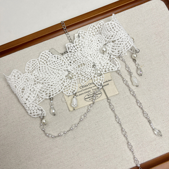 Ogrlica s lažnim perlama, privjesak od legure, lanac ključne kosti, geometrijski oblik, polirani završetak