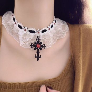 Geometrijska ogrlica s privjeskom od tekstila, lanac klavikule, miješani materijali, elektroplatiranje, vilin stil