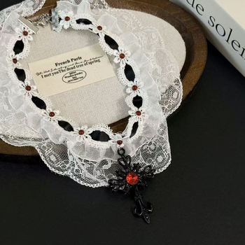 Geometrijska ogrlica s privjeskom od tekstila, lanac klavikule, miješani materijali, elektroplatiranje, vilin stil