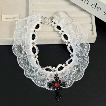 Geometrijska ogrlica s privjeskom od tekstila, lanac klavikule, miješani materijali, elektroplatiranje, vilin stil