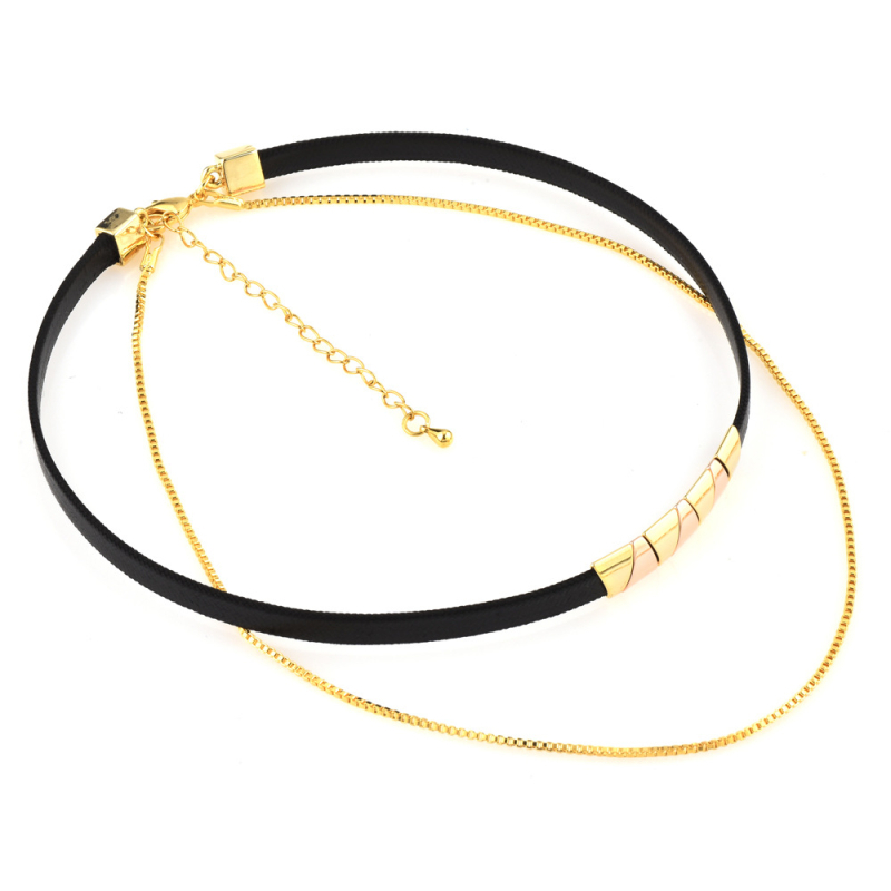 Колие за врата с геометричен многослоен дизайн, паладиева висулка, смесени материали, 12 g, марка Sui Jue, лятно издание 2024