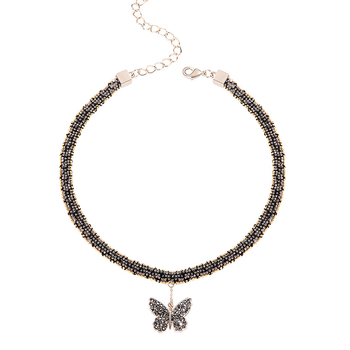 Огърлица тип яка с пеперуден мотив и дантелен стил; материал: сплав; висулка: сплав; марка: Youhong; производствен номер: YH290