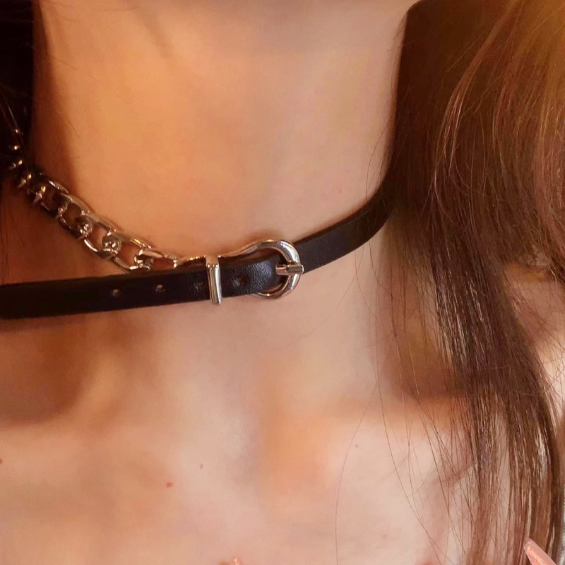 Choker din material mixt cu pandant din aliaj, lanț clavicular, pentru femei, stil geometric, 19 g, lansare iarna 2024
