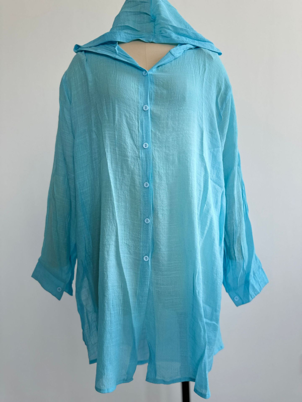 Plažni pokrovni gornji dio za bikini: vanjski poliester, podstava od pamuka; 35% poliester / 65% pamuk; težina 180 g; za plivanje i vodene športove