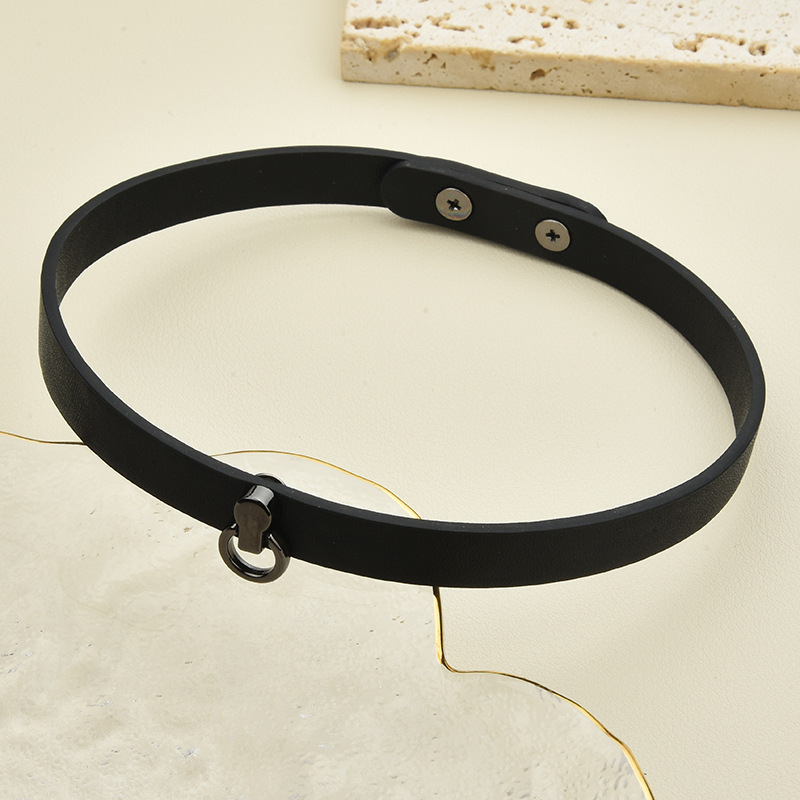 Colier choker din materiale mixte, pandantiv din oțel titan, lanț Chopin, design retro, stil guler, greutate 0.003