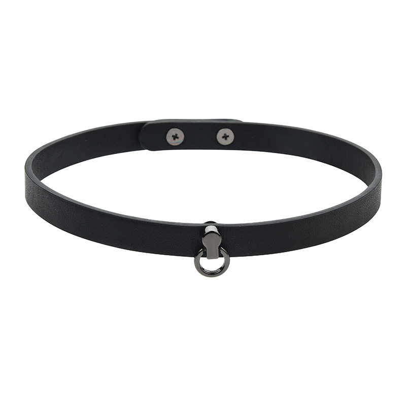 Colier choker din materiale mixte, pandantiv din oțel titan, lanț Chopin, design retro, stil guler, greutate 0.003