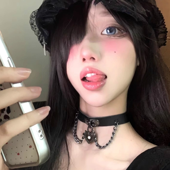 Choker od umjetne kože sa srcolikim dizajnom, goth ogrlica za ključnu kost, 20 g, lanac klavikule