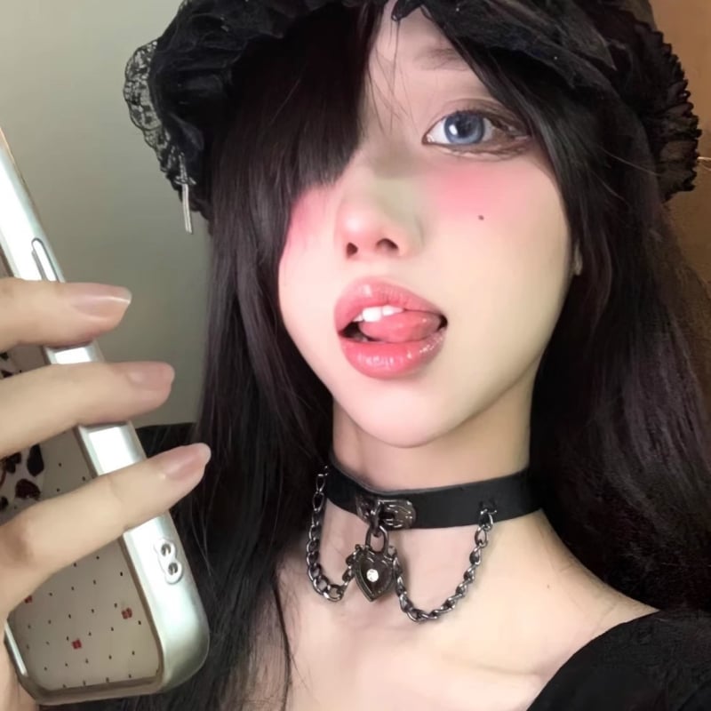 Choker od umjetne kože sa srcolikim dizajnom, goth ogrlica za ključnu kost, 20 g, lanac klavikule
