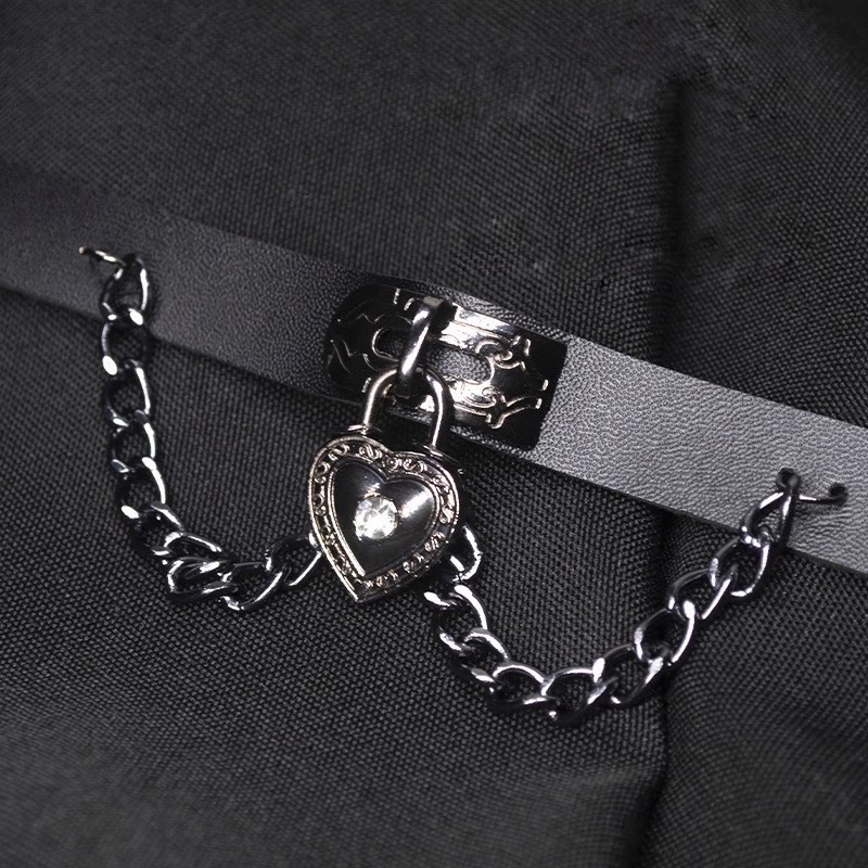 Choker od umjetne kože sa srcolikim dizajnom, goth ogrlica za ključnu kost, 20 g, lanac klavikule