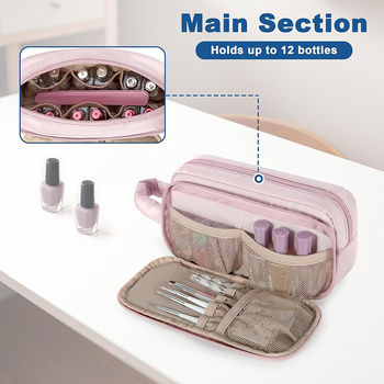 Geantă organizatoare pentru lac de unghii cu 12 compartimente, impermeabilă, cuboidă, din poliester, multifuncțională (12 compartimente; impermeabilă; cuboidă; poliester; multifuncțională)