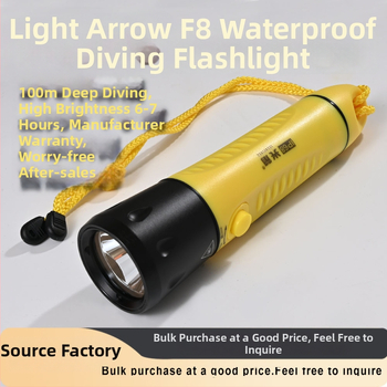 Light Arrow F8 potápěčská svítilna — IP68, LED osvětlení, tělo z hliníkové slitiny + technického plastu, výdrž baterie 6–7 hodin, vhodná pro otevřené potápění, záchranu, kempovanie a rybolov