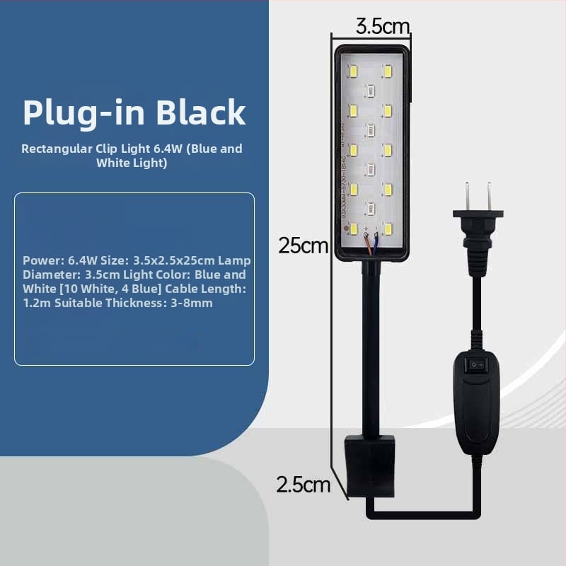 Φωτιστικό LED USB για ενυδρείο – πλήρες φάσμα, αδιάβροχο, με κλιπ, 6.4W