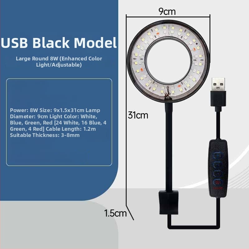 Φωτιστικό LED USB για ενυδρείο – πλήρες φάσμα, αδιάβροχο, με κλιπ, 6.4W