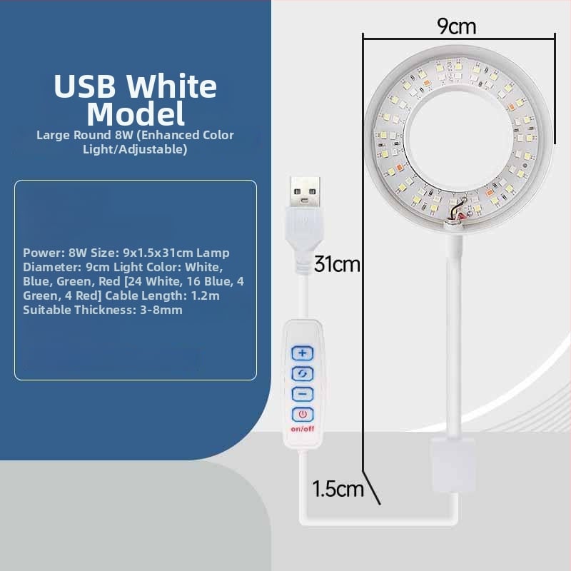 Φωτιστικό LED USB για ενυδρείο – πλήρες φάσμα, αδιάβροχο, με κλιπ, 6.4W
