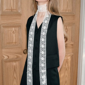 Дантелено колие с лента за ключицата – геометричен дизайн, корейски стил, произход Yiwu, 20 g