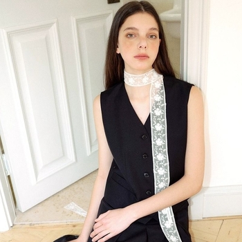 Дантелено колие с лента за ключицата – геометричен дизайн, корейски стил, произход Yiwu, 20 g