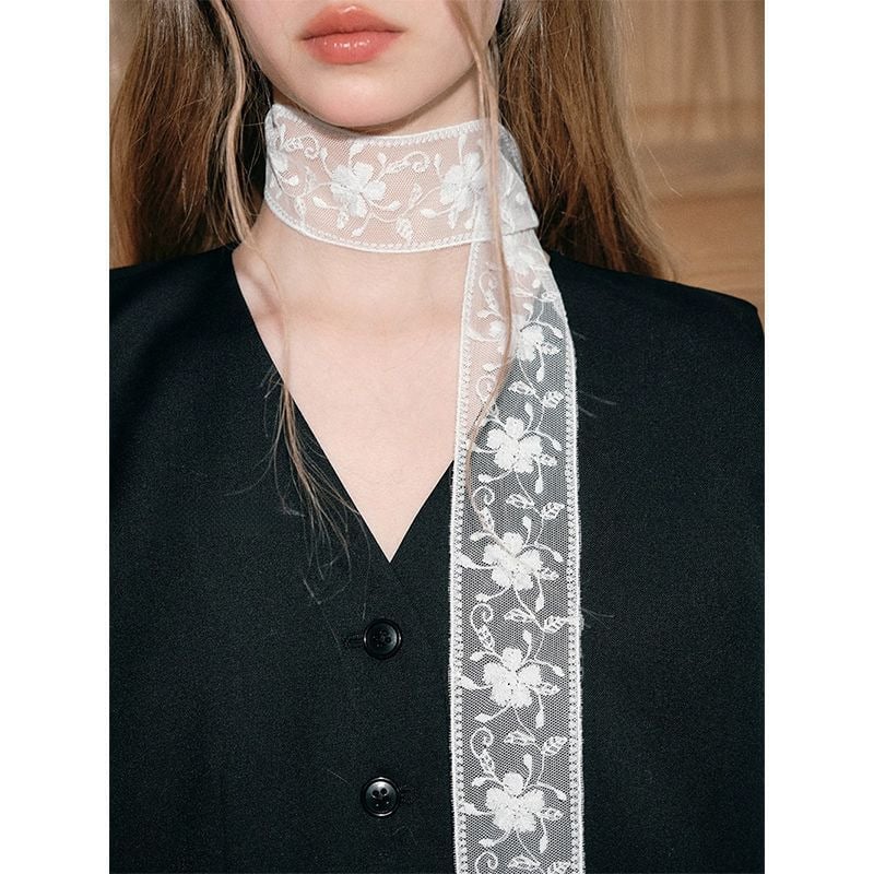 Дантелено колие с лента за ключицата – геометричен дизайн, корейски стил, произход Yiwu, 20 g