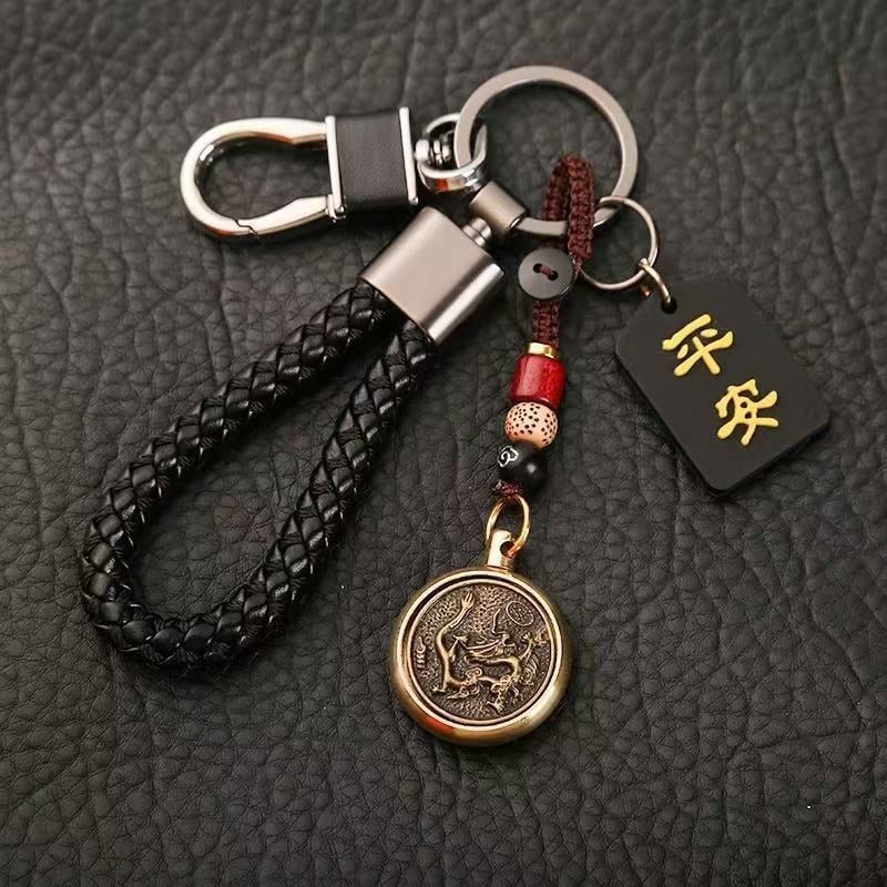 Forgatható zodiákus talizmán kulcstartó, anti-lopás autókulcsokhoz, pár dizájn, rozsdamentes acél, kínai stílus