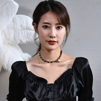 Ogrlica s ključnom kosti, lančić od titan čelika, geometrijski stil, duljina 21–50 cm, završna obloga pečenog sloja