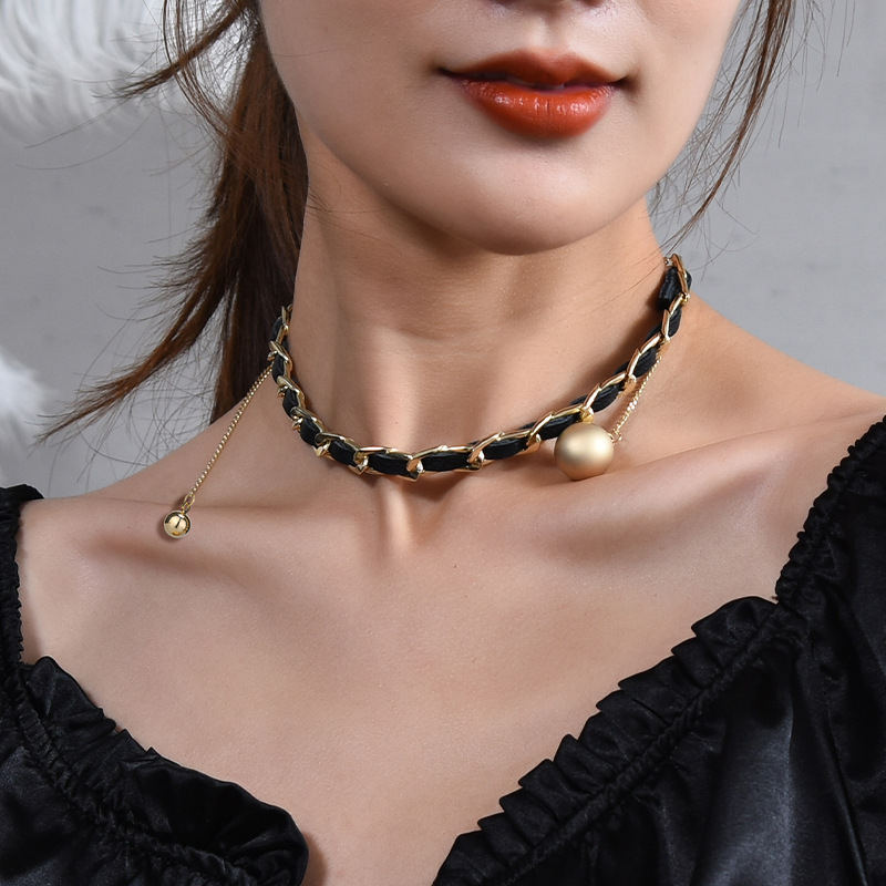 Ogrlica s ključnom kosti, lančić od titan čelika, geometrijski stil, duljina 21–50 cm, završna obloga pečenog sloja